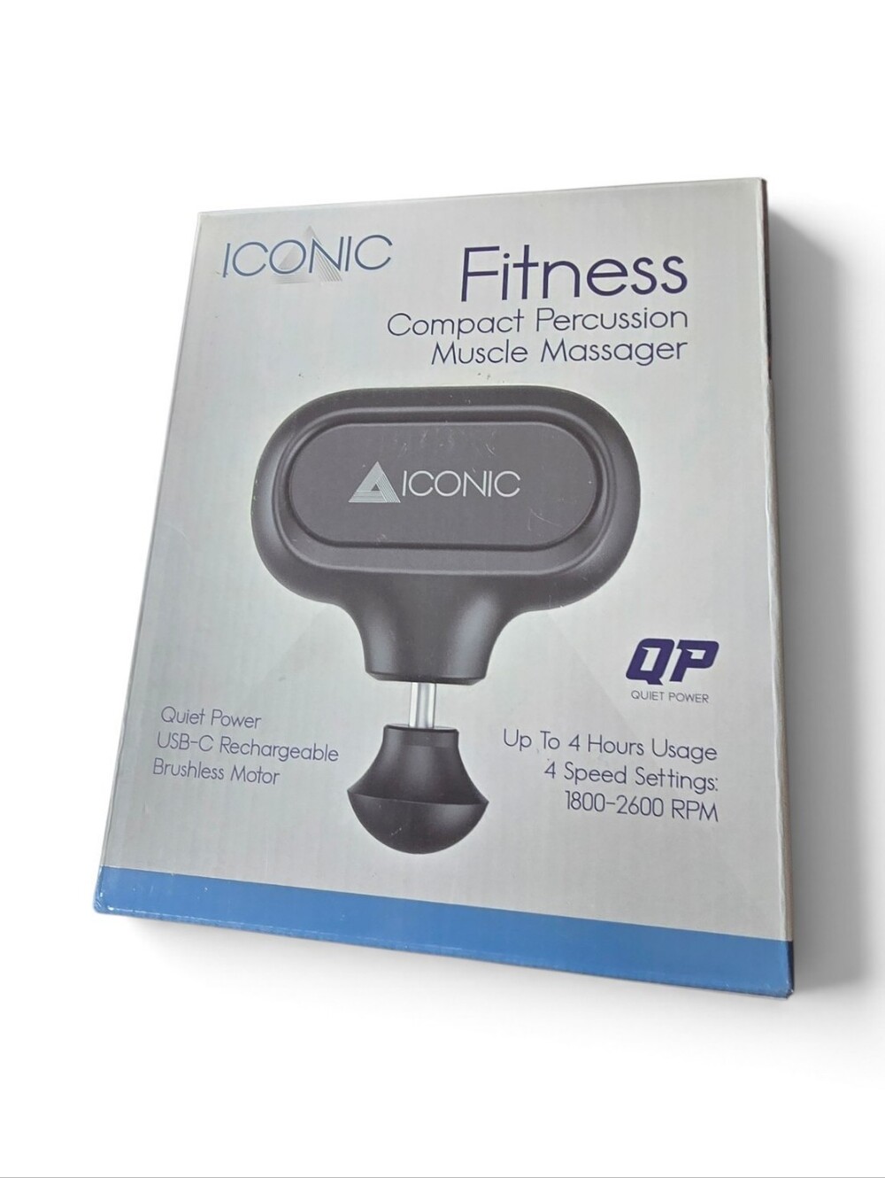 ICONIC Fitness Compact Percussion Muscle Massager 4 Speed USB-C NWT
